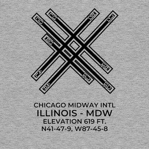 mdw chicago il t shirt, Gray