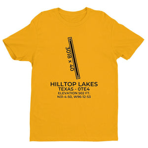 0te4 hilltop lakes tx t shirt, Yellow