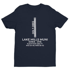 0y6 lake mills ia t shirt, Navy