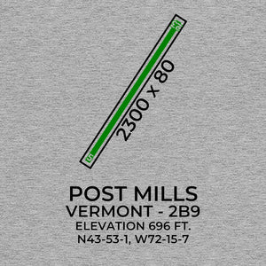2b9 post mills vt t shirt, Gray