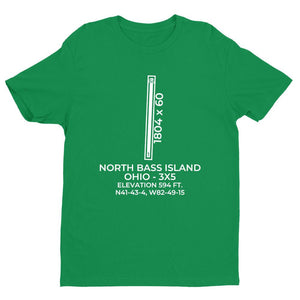 3x5 north bass island oh t shirt, Green