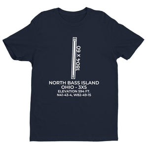 3x5 north bass island oh t shirt, Navy