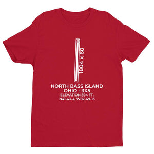 3x5 north bass island oh t shirt, Red
