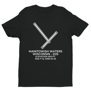 d25 manitowish waters wi t shirt, Black