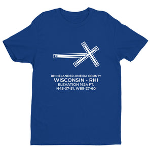 RHINELANDER-ONEIDA COUNTY (RHI; KRHI) in RHINELANDER; WISCONSIN (WI) c. 1990 T-Shirt