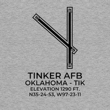 Load image into Gallery viewer, TINKER AFB (TIK; KTIK) in OKLAHOMA CITY; OKLAHOMA (OK) T-Shirt