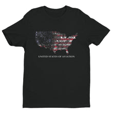 Load image into Gallery viewer, UNITED STATES OF AVIATION (Plot of CONUS airfields) T-Shirt