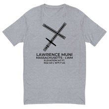 Load image into Gallery viewer, DA40 at LAWRENCE MUNI (LWM; KLWM) near LAWRENCE; MASSACHUSETTS T-shirt